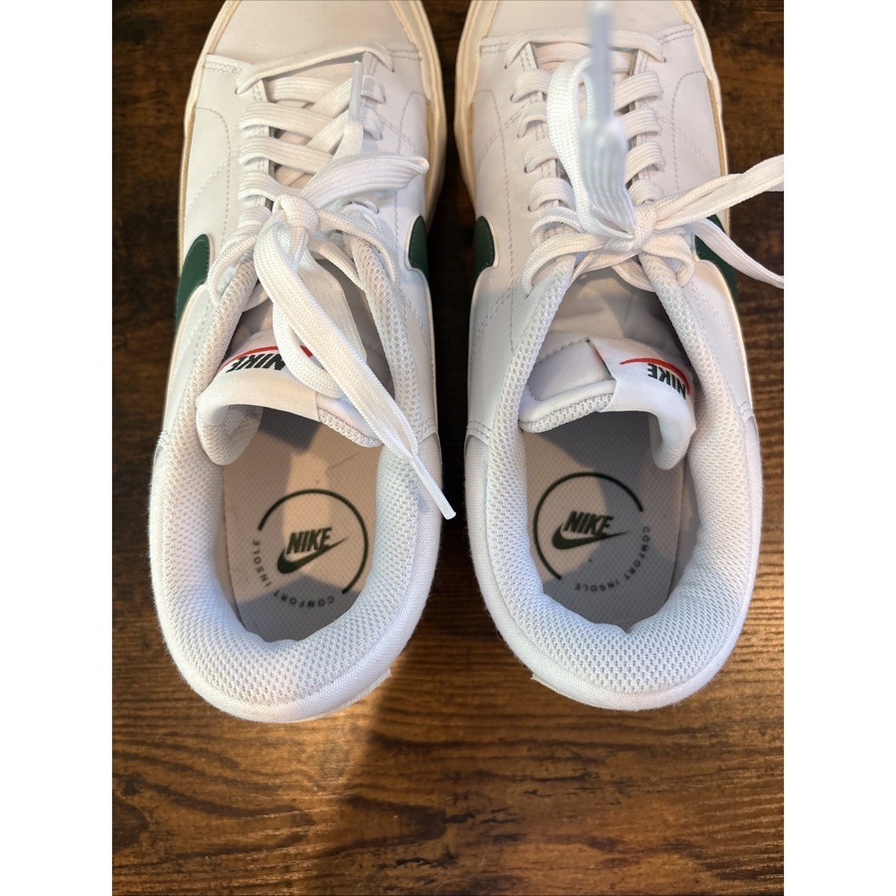 Nike Women’s White Sneakers with Dark Green Swoosh - Picture 6 of 10